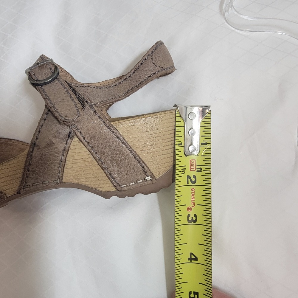 Dansko Tiffani 36 5.5-6 Milled Burnished Brown Leather Mary Jane Wedge Sandals - Picture 12 of 15